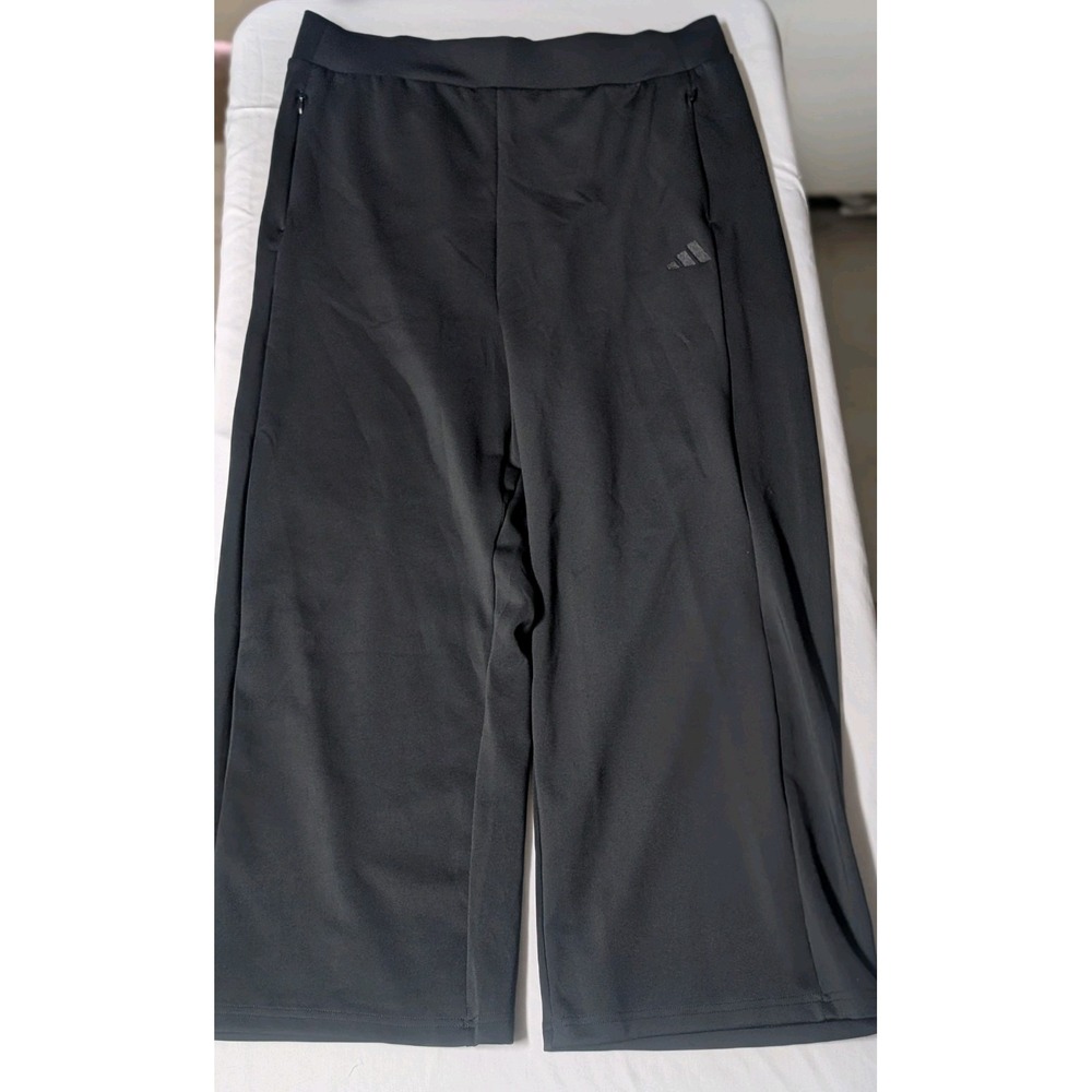Adidas Black Women's Wide Leg Track Pants Zipper Pockets Size 2XL EUC